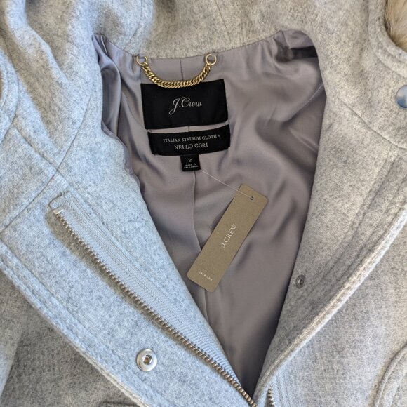 NWT $365 J. Crew 2 Heather Dusk Chateau Parka Italian Stadium Cloth Nello Gori - Picture 5 of 6